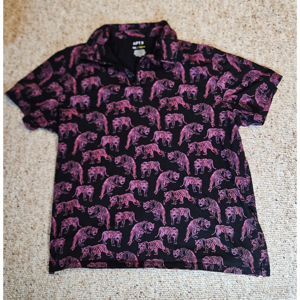 Apt. 9 Black Polo with Pink Tiger Print